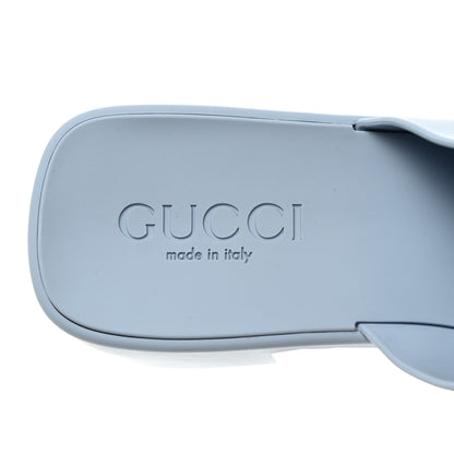 Gucci Rubber Gucci Logo Womens Platform Slide Sandal Mules 35 Porcelain Light Blue 6 of 10