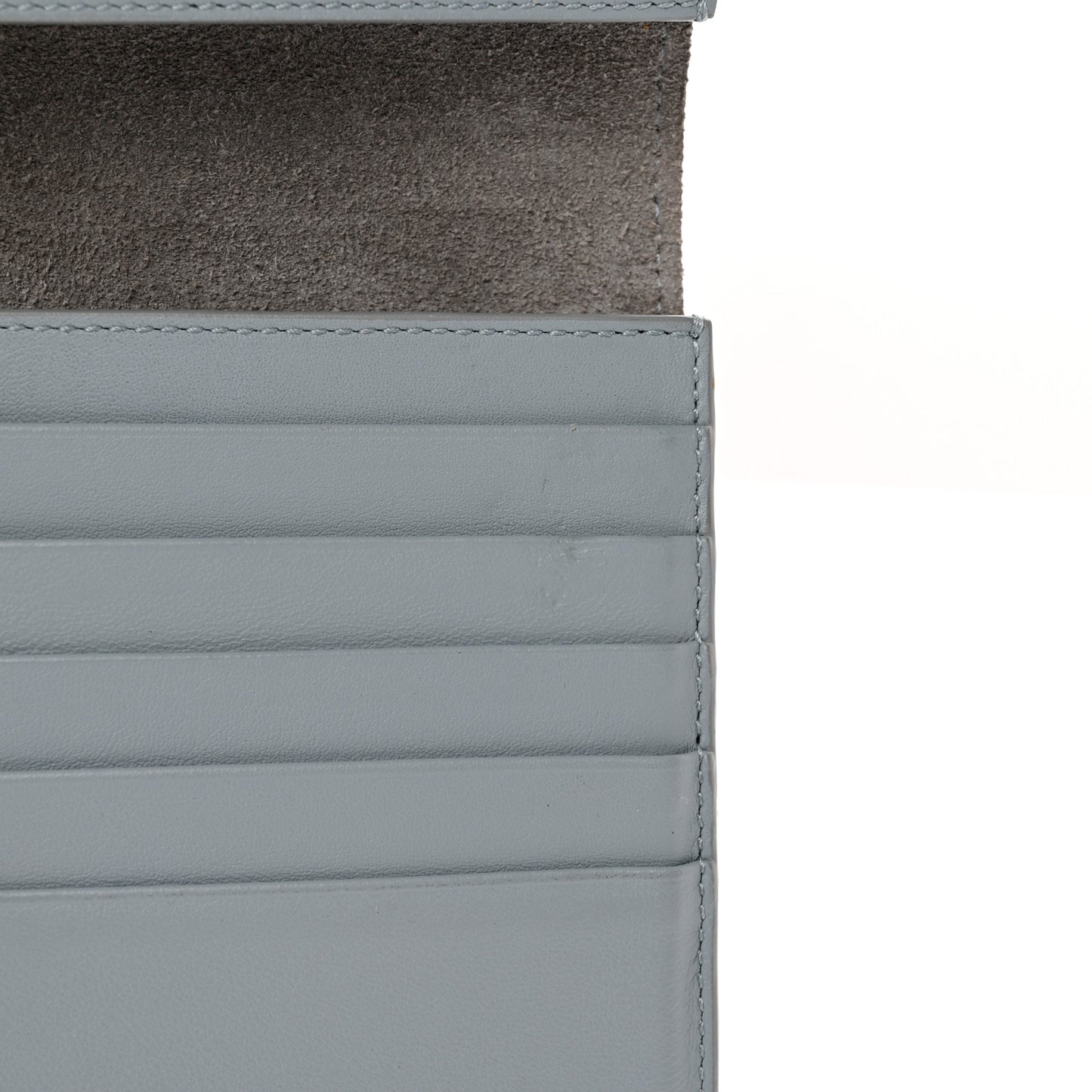 Grained Calfskin Large Multifunction Strap Wallet Grey
