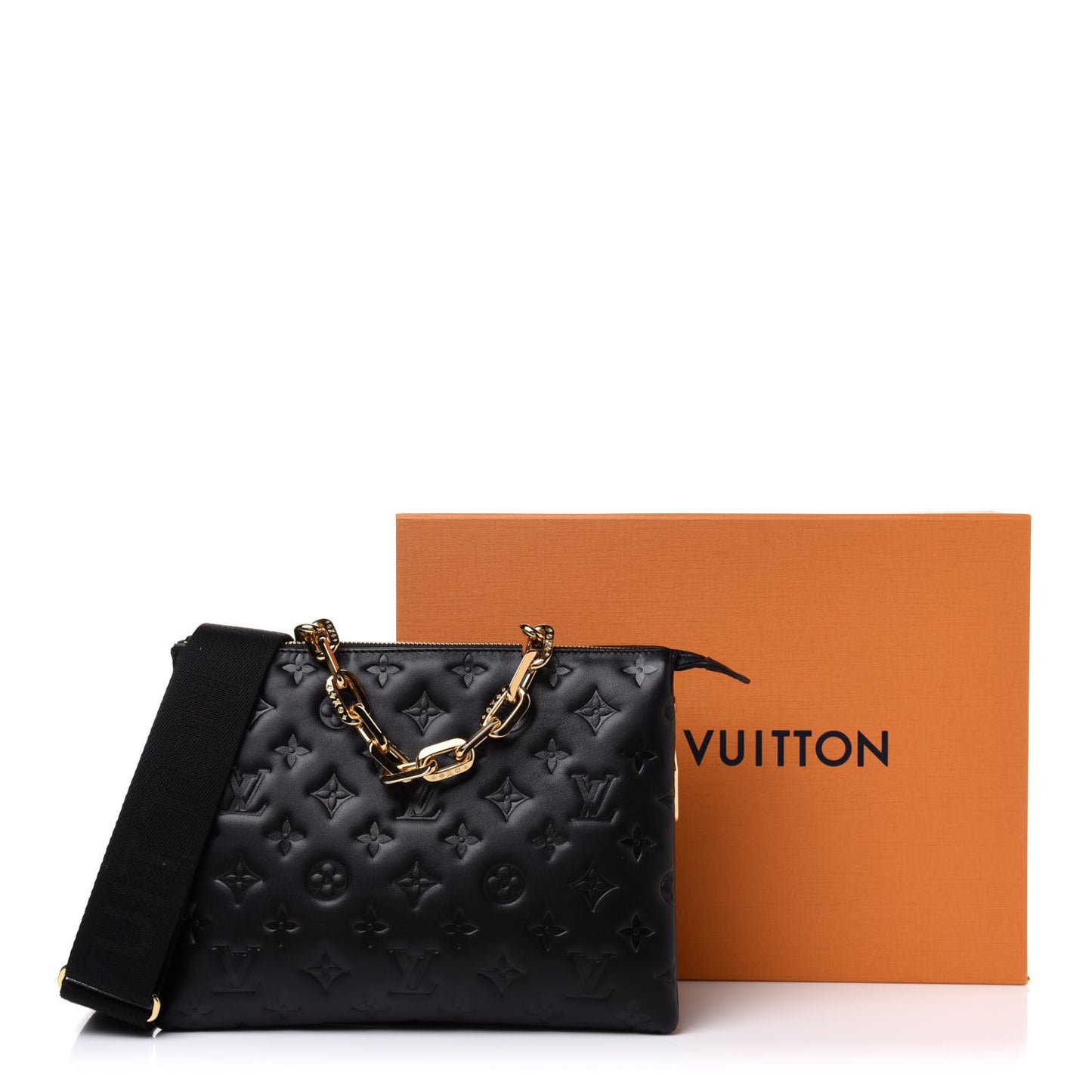 Lambskin Embossed Monogram Coussin PM Black