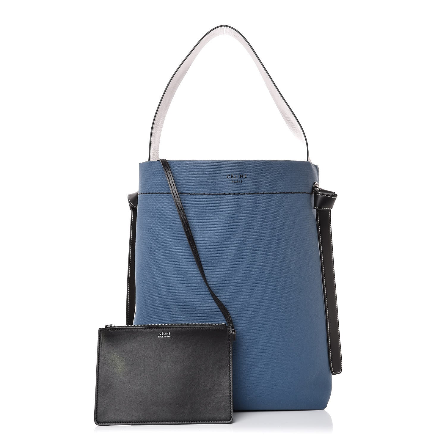 Celine Canvas Small Twisted Cabas Beige Blue 1 of 12