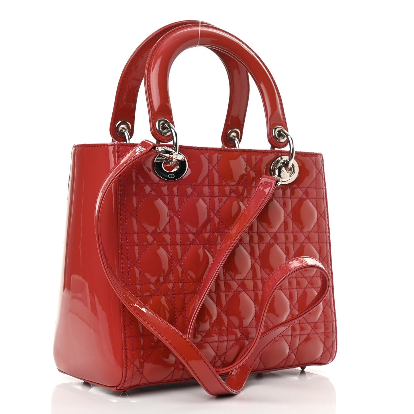 Patent Cannage Medium Lady Dior Red