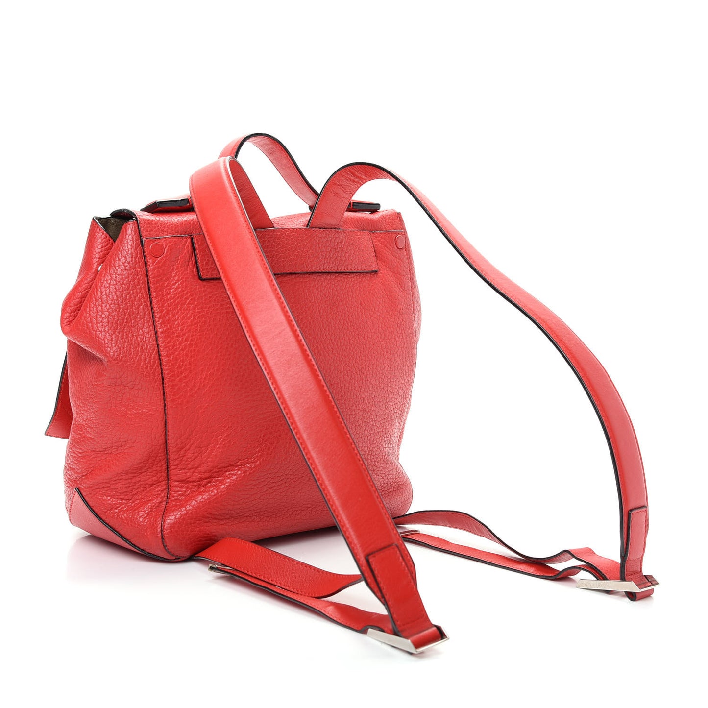 Pebbled Calfskin Small PS Courier Backpack Red