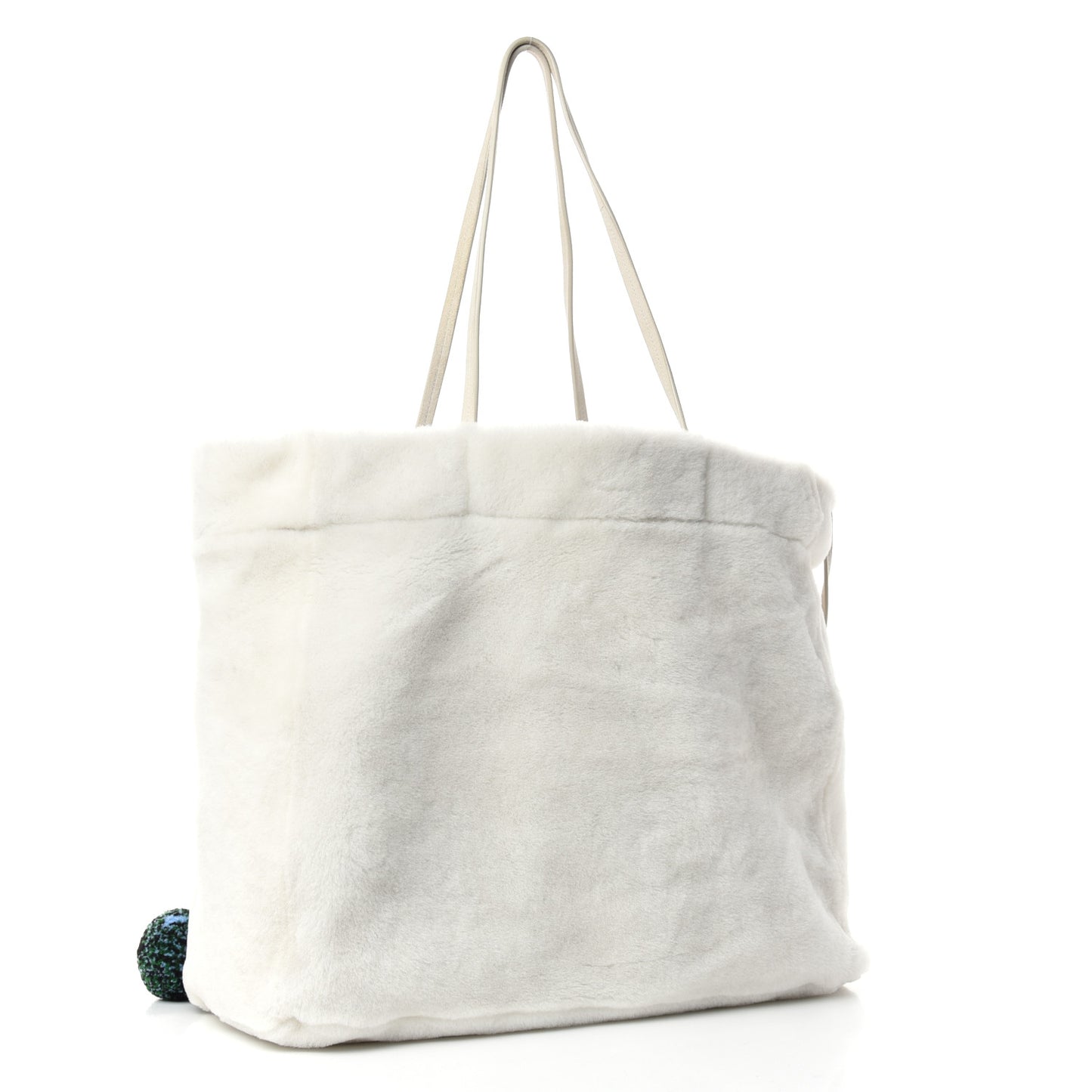 Shearling Saffiano Shoulder Bag White