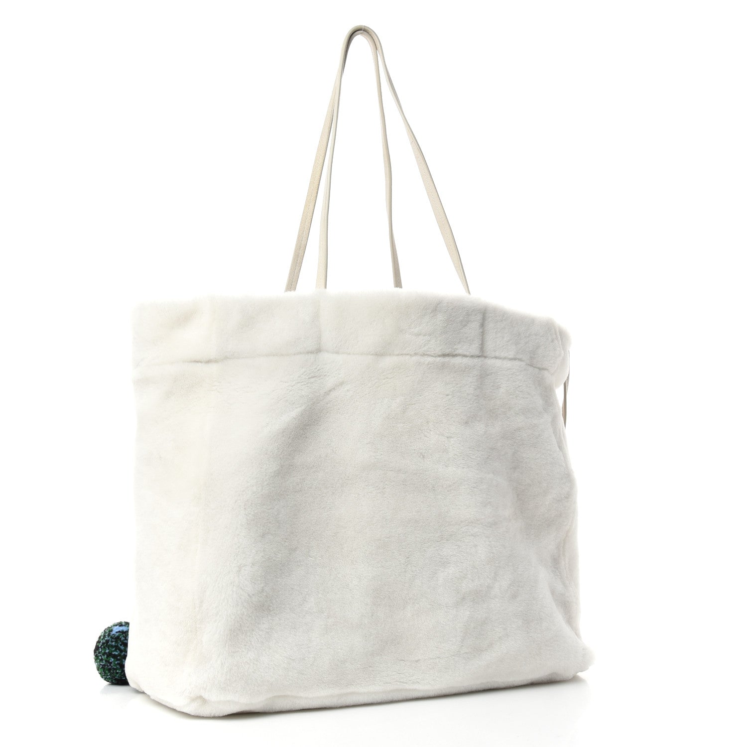Prada Shearling Saffiano Shoulder Bag White 4 of 10