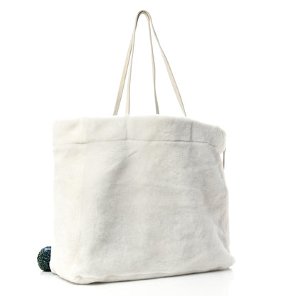 Prada Shearling Saffiano Shoulder Bag White 4 of 10