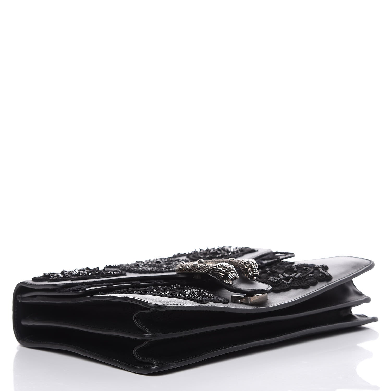 Gucci Calfskin Embroidered Medium Dionysus Shoulder Bag Black 4 of 12