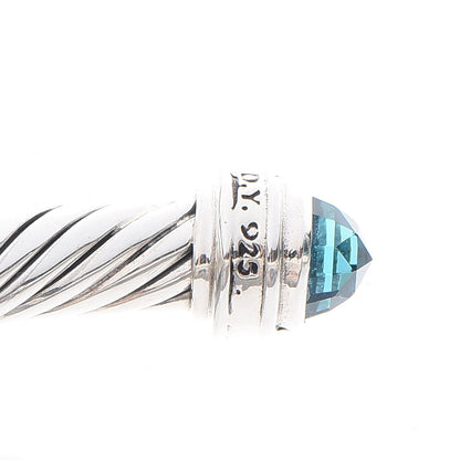 David Yurman Sterling Silver Diamond Blue Topaz 5mm Cable Classics Bracelet 4 of 5