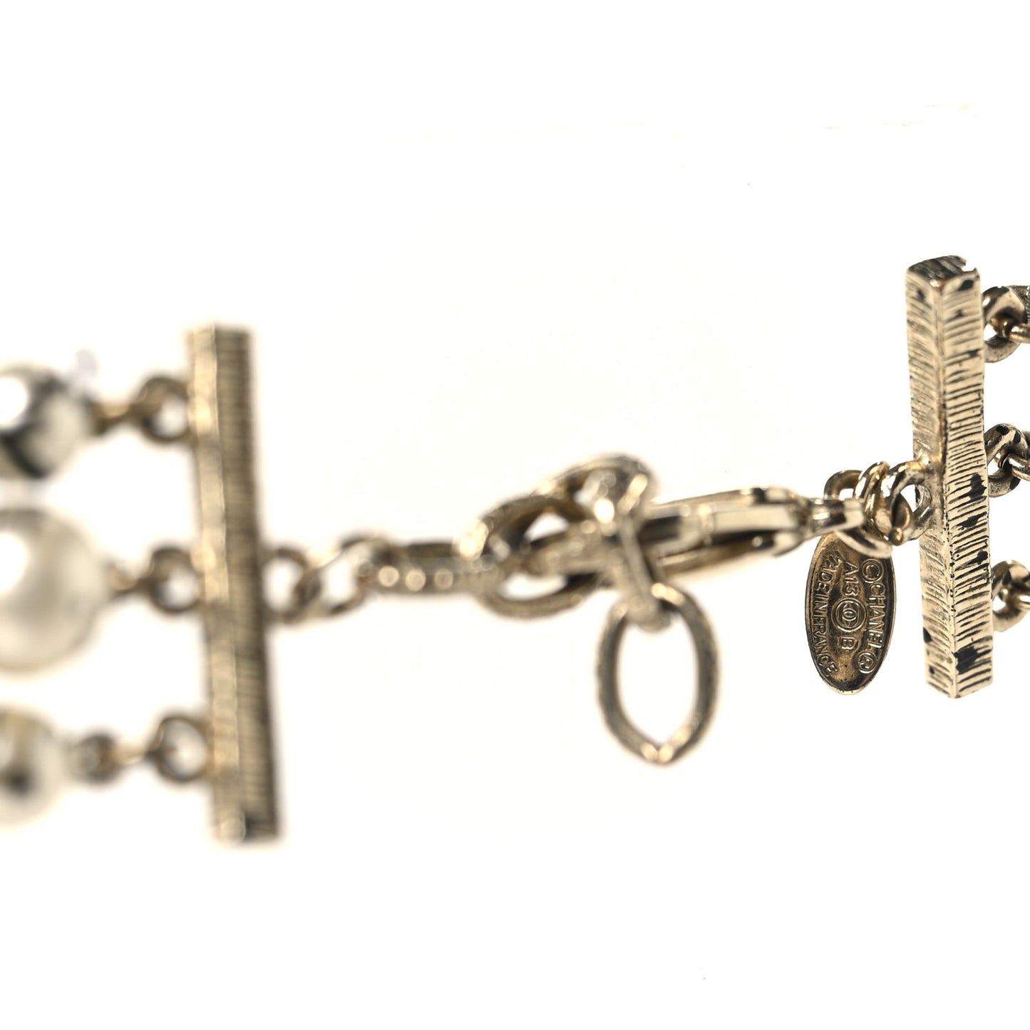 Pearl CC Graffiti 3 Strand Long Necklace Black Gold