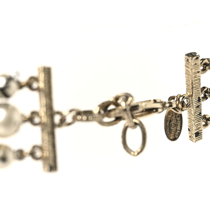 Chanel Pearl CC Graffiti 3 Strand Long Necklace Black Gold 5 of 6