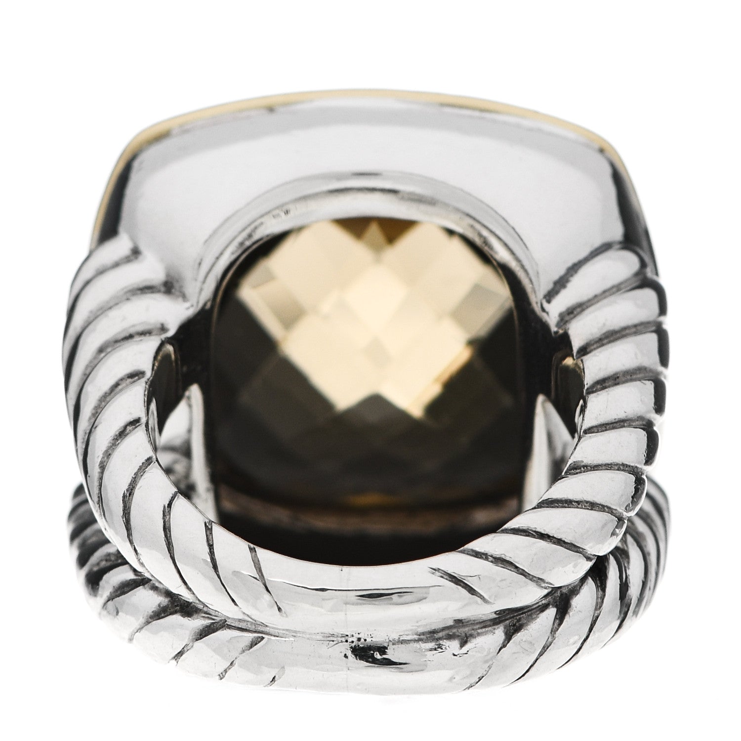 David Yurman Sterling Silver 18K Yellow Gold Citrine 17mm Albion Ring 49 5 4 of 5