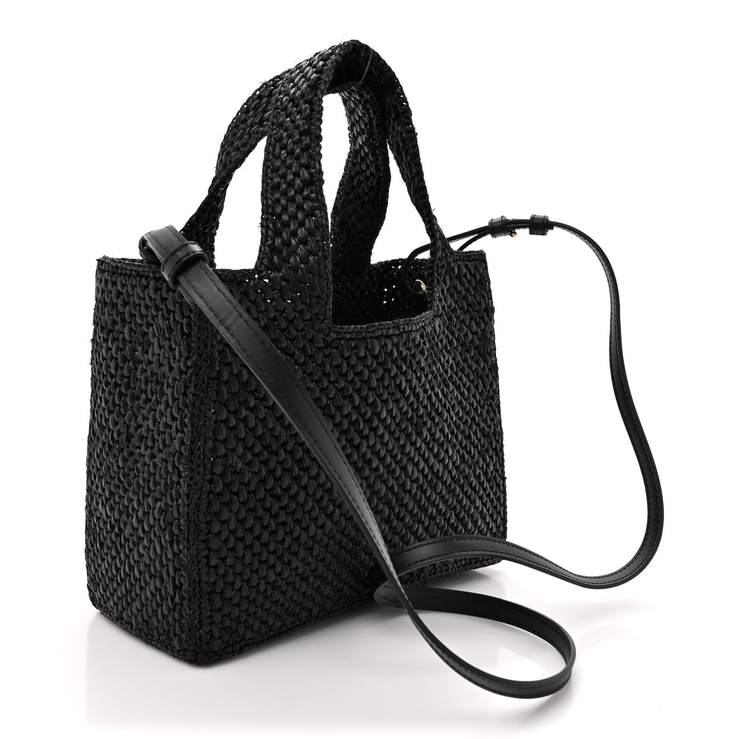 Loewe Raffia Small Paula's Ibiza Logo Tote Black White 2 of 10