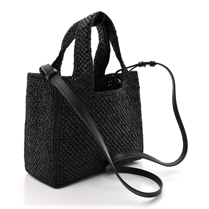 Loewe Raffia Small Paula's Ibiza Logo Tote Black White 2 of 10