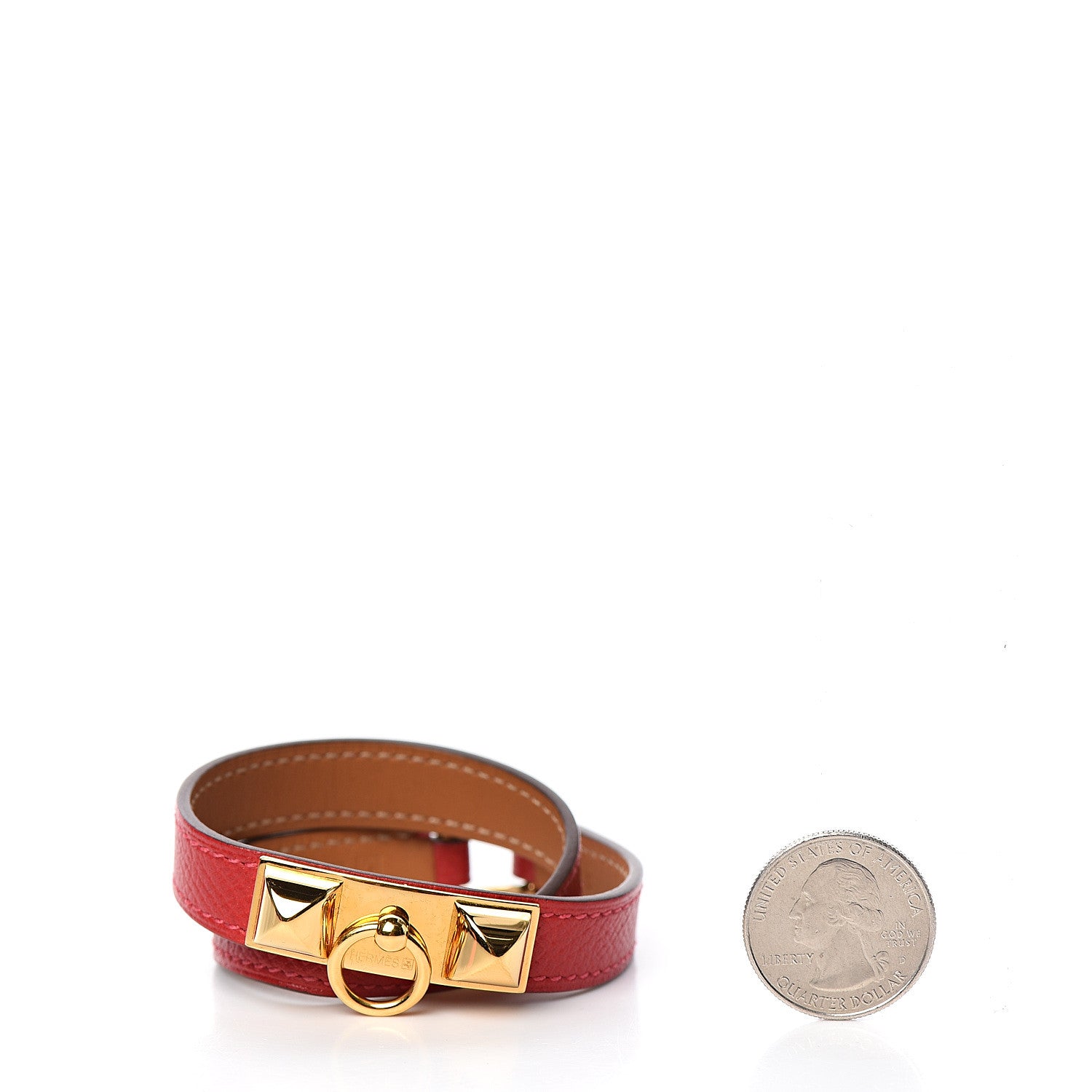 Hermes Epsom Rivale Double Tour Bracelet XS Rouge Casaque 5 of 6