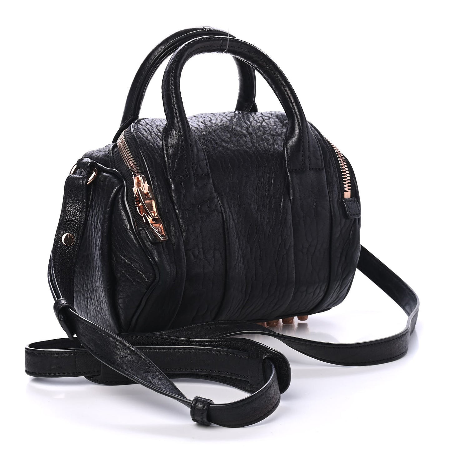 Pebbled Lambskin Mini Rockie Black Rose Gold Hardware