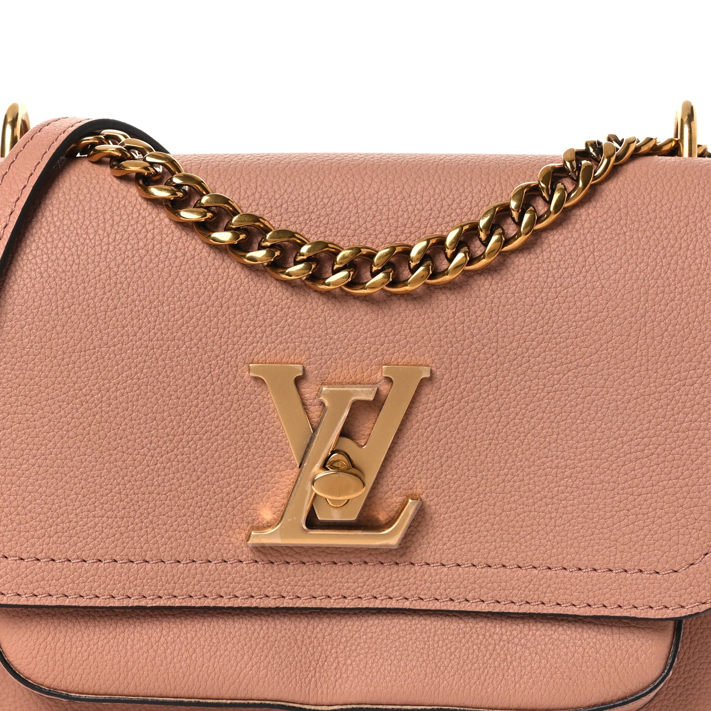 Grained Calfskin Lockme Chain Bag PM Rose Silk