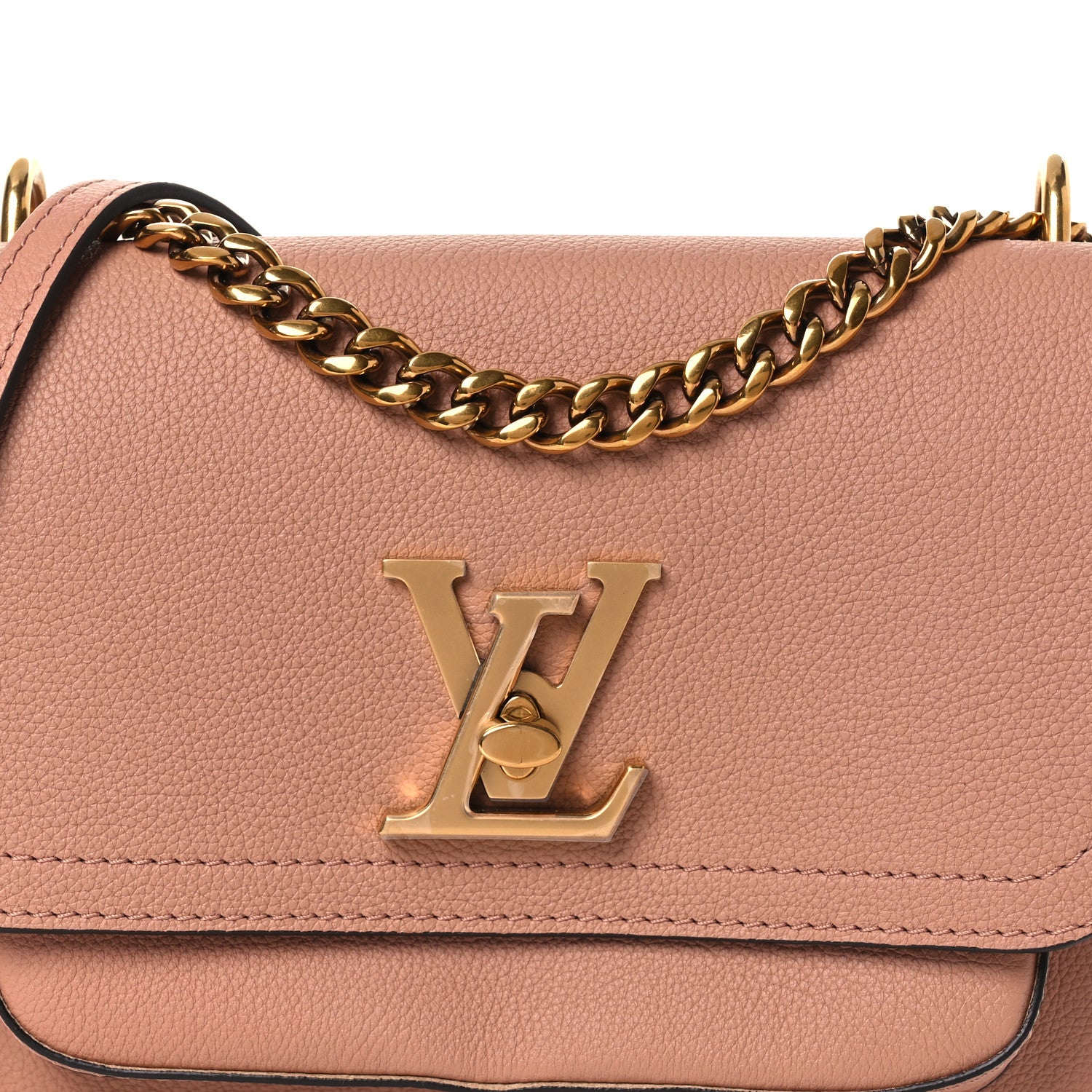 Louis Vuitton Grained Calfskin Lockme Chain Bag PM Rose Silk 20 of 30