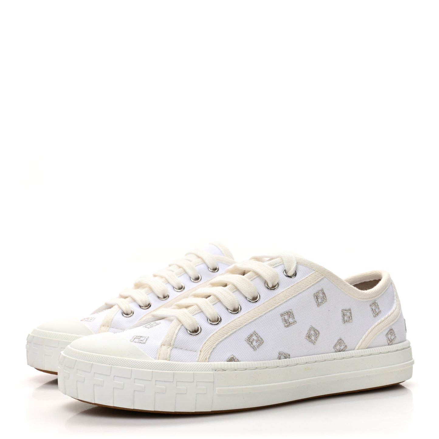 Canvas Lurex FF Womens Domino Low Top Sneakers 36 White