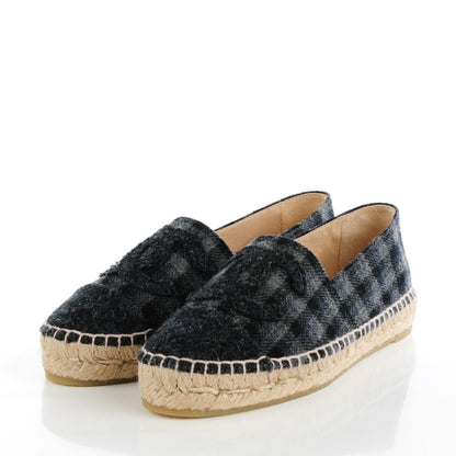Chanel Flannel CC Espadrilles 35 Grey Black 4 of 10