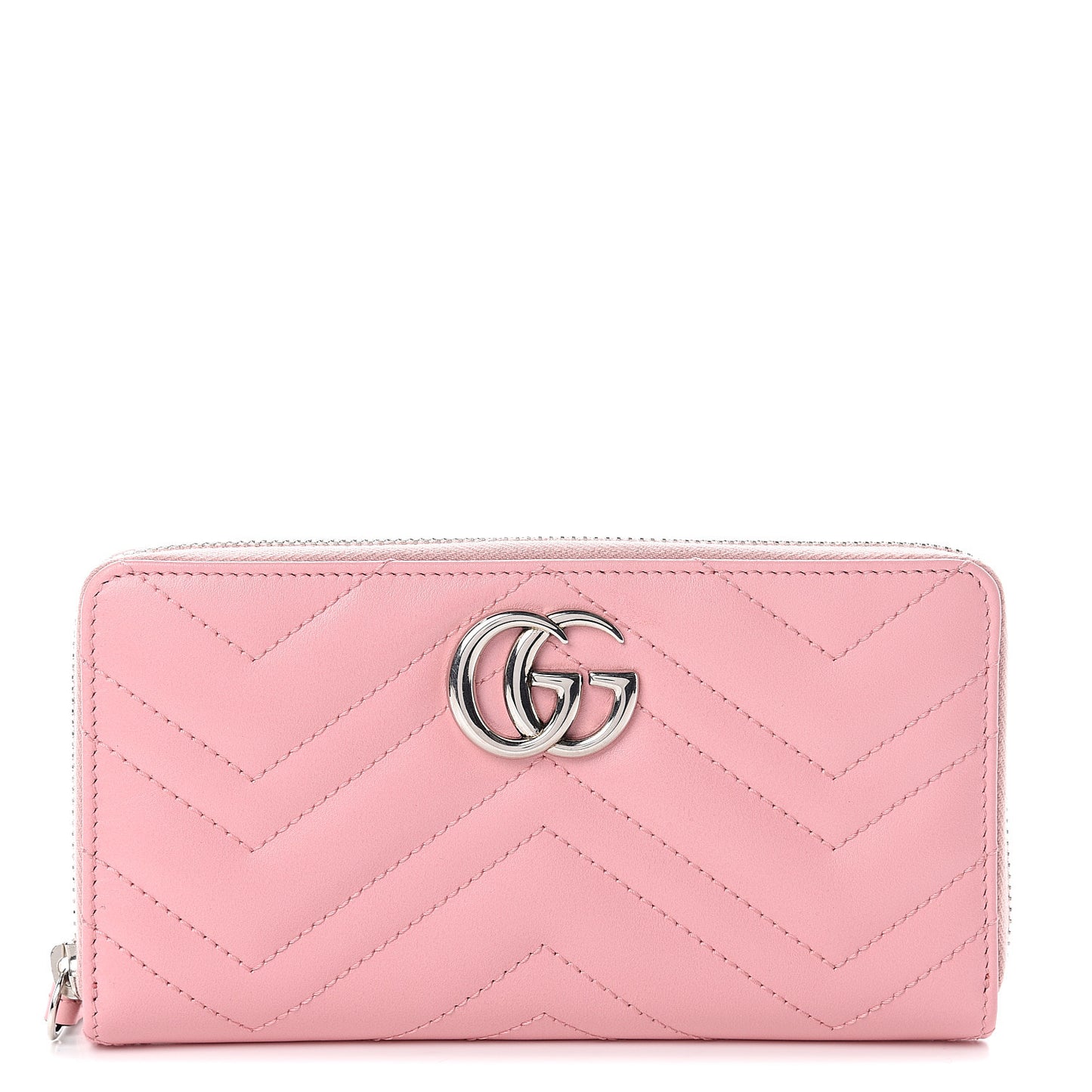 Calfskin Matelasse GG Marmont Zip Around Wallet Wild Rose