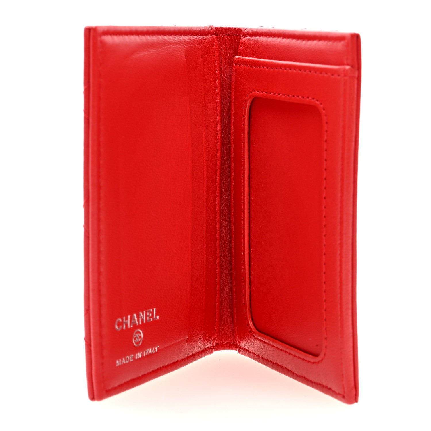 Chanel Lambskin Quilted Card Holder Wallet Red 5 of 7