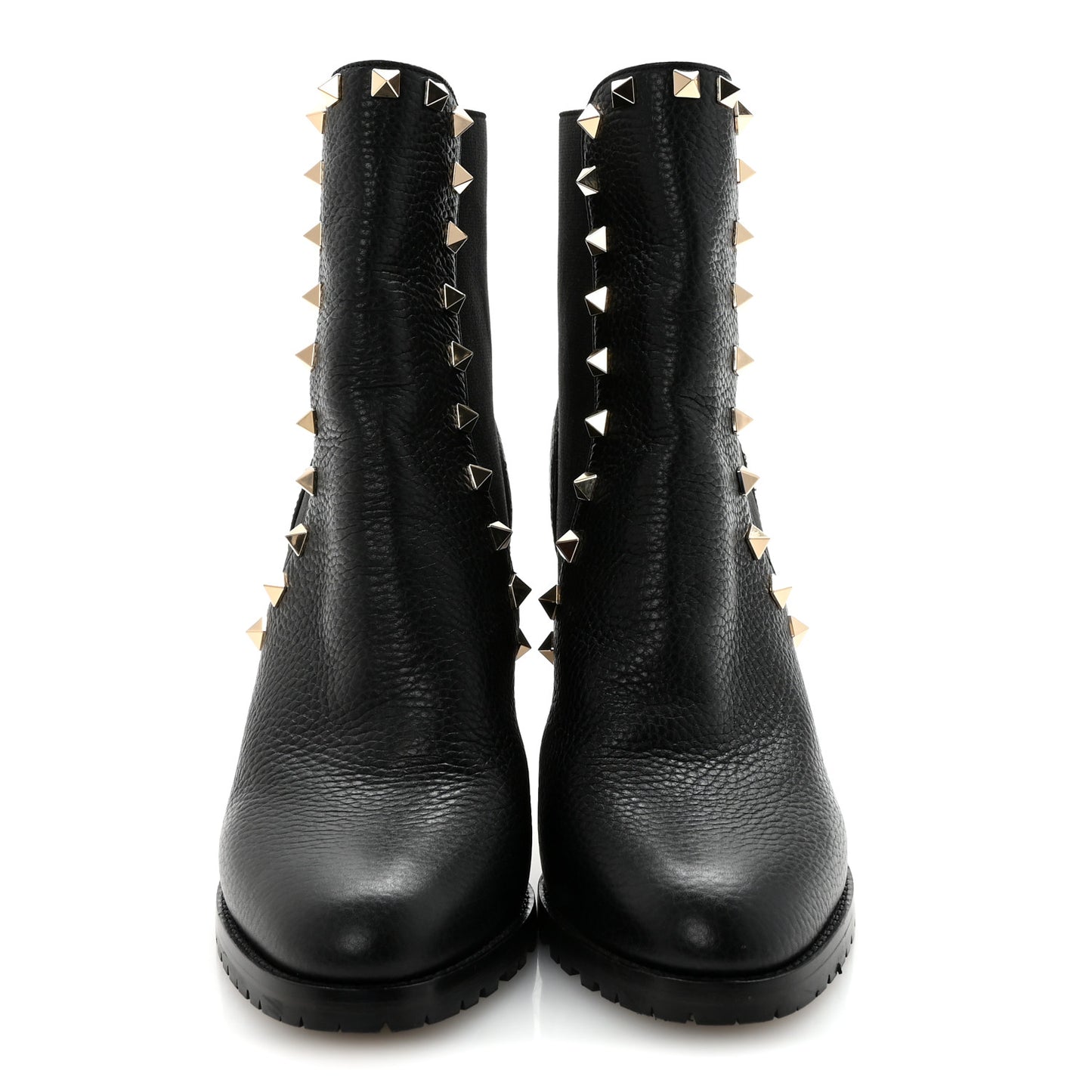 Grained Calfskin Rockstud Chelsea 80mm Ankle Boots 37 Black