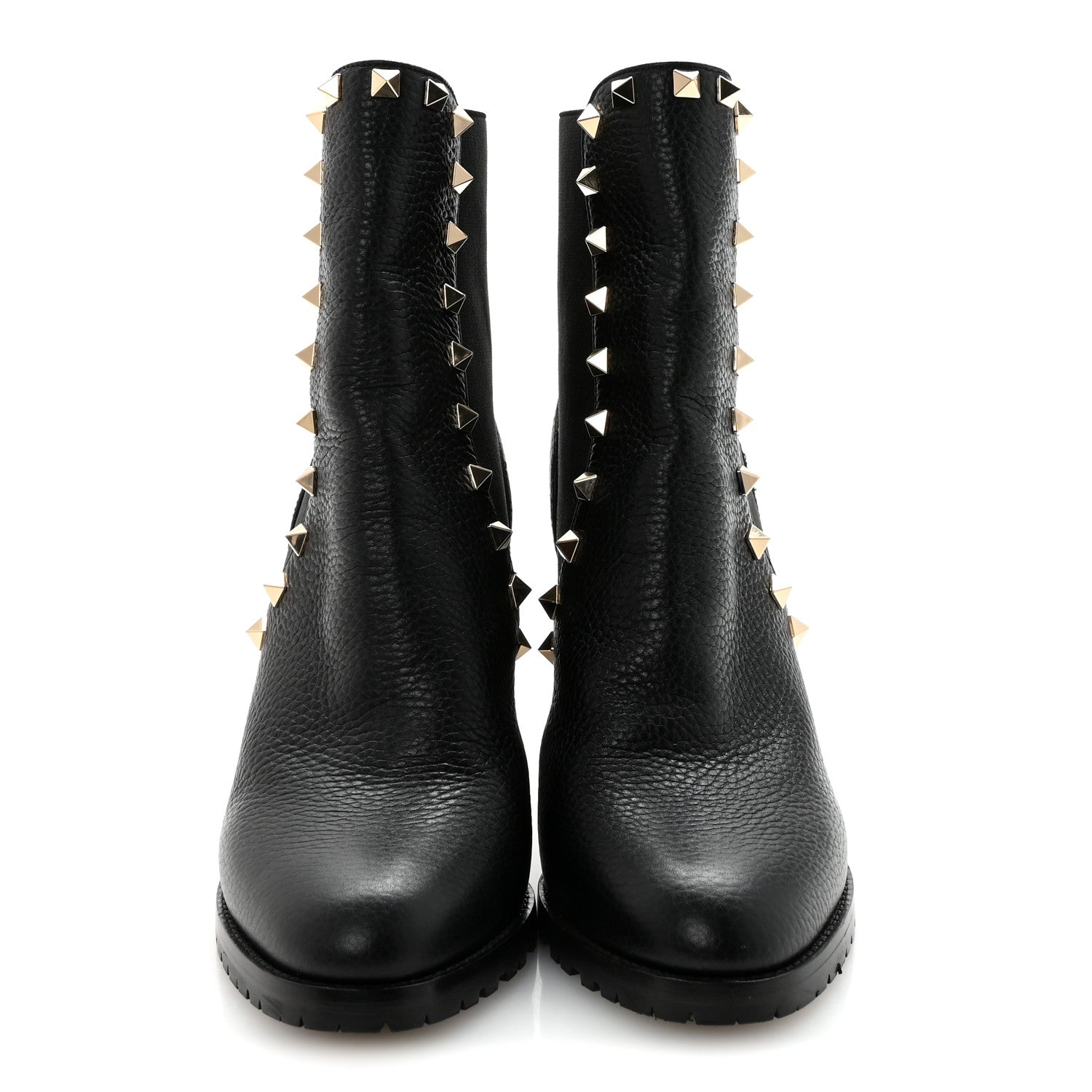 Valentino Garavani Grained Calfskin Rockstud Chelsea 80mm Ankle Boots 37 Black 3 of 9