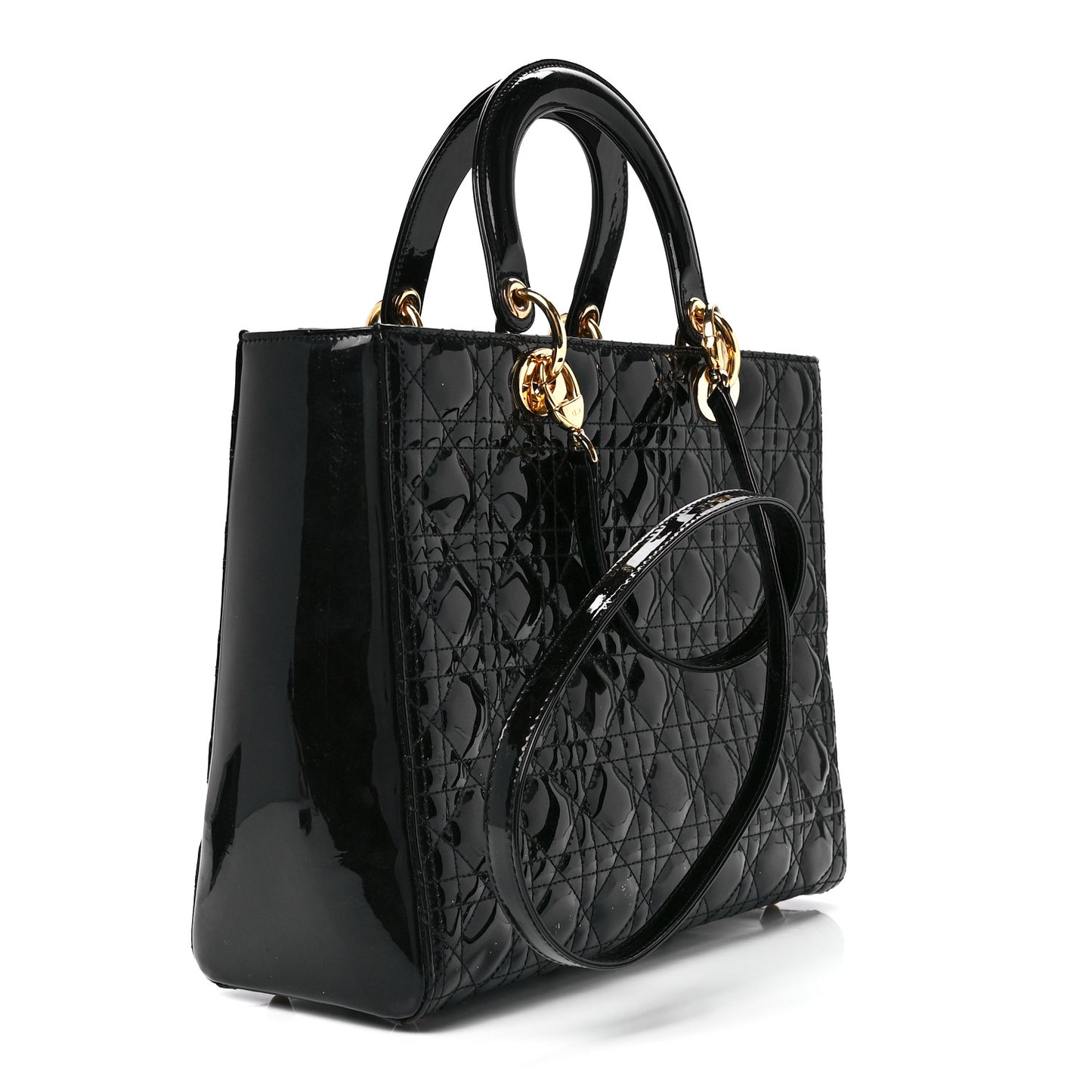 Patent Cannage Large Lady Dior Black
