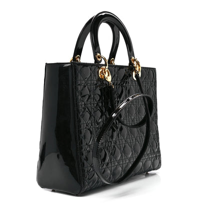 Christian Dior Patent Cannage Large Lady Dior Black 3 of 11
