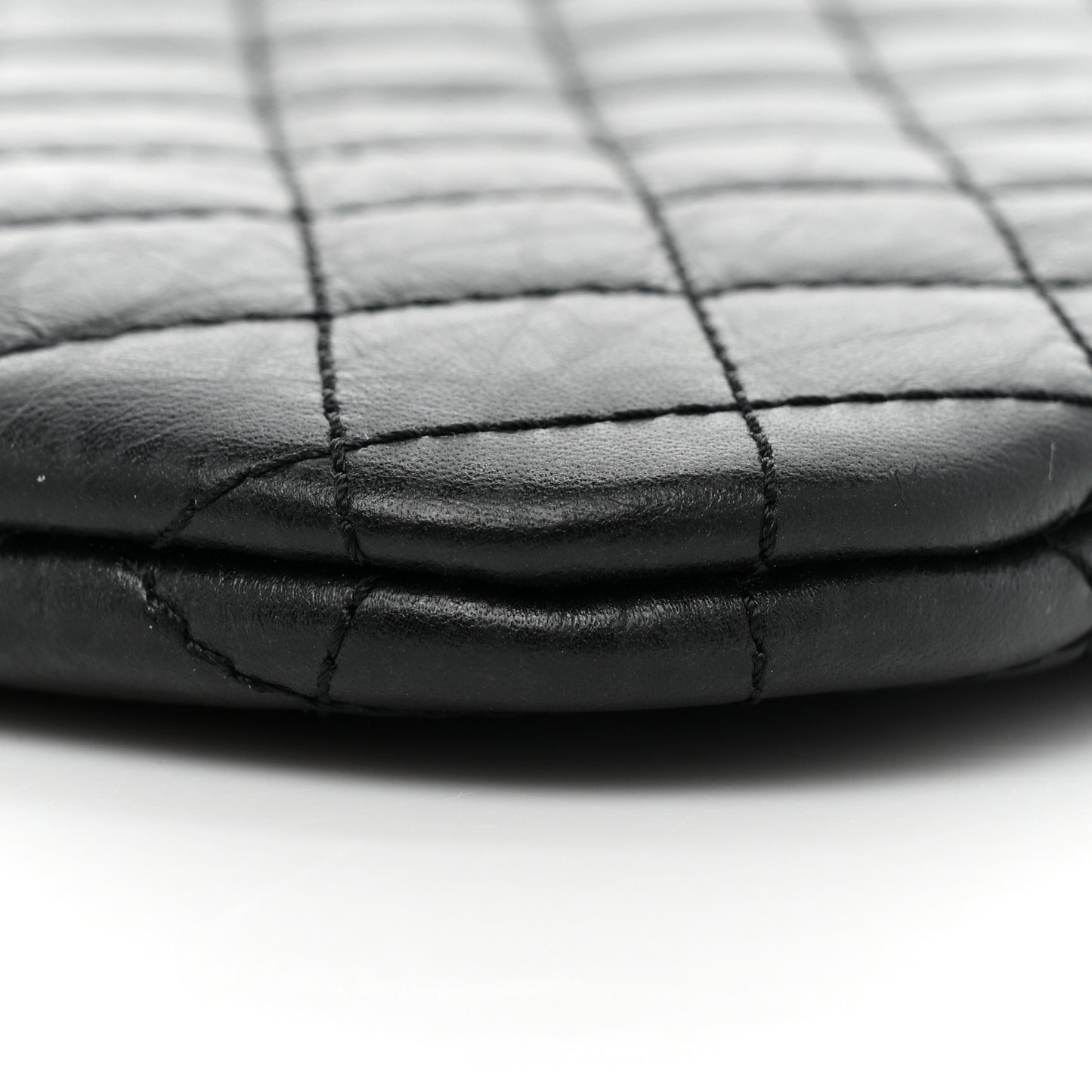 Aged Calfskin Quilted Crossbody Bag Black