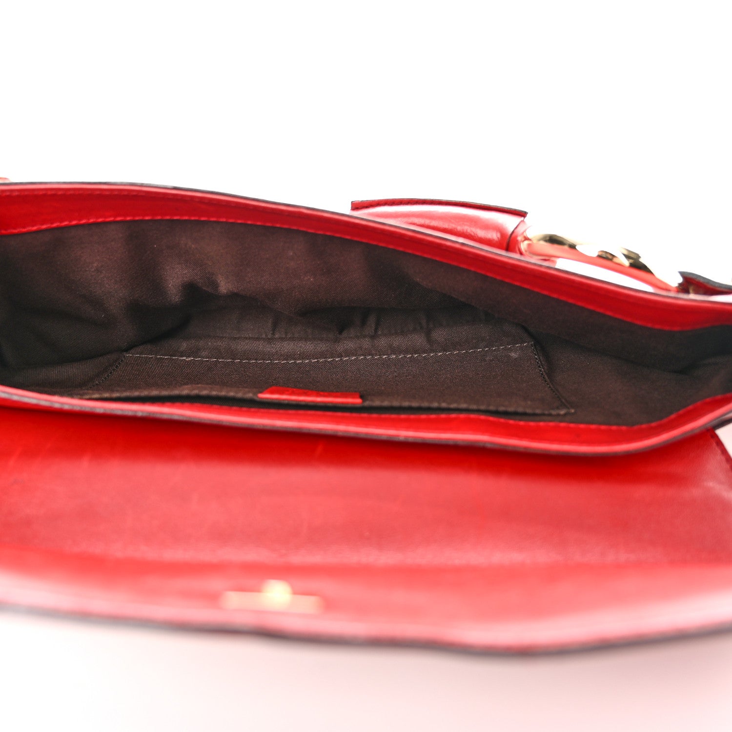 Gucci Calfskin Horsebit Chain Clutch Red 5 of 14