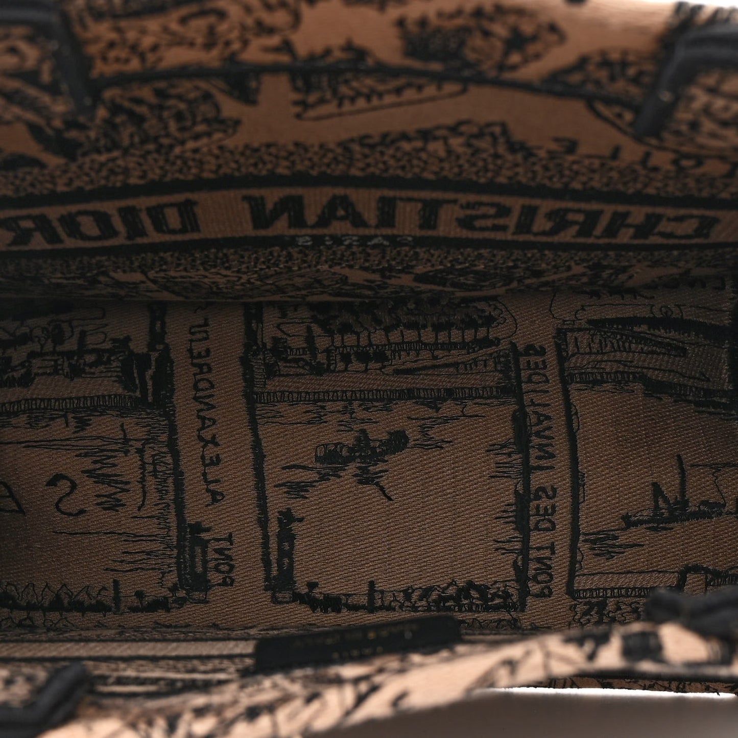 Canvas Embroidered Small Plan De Paris Book Tote Beige Multi
