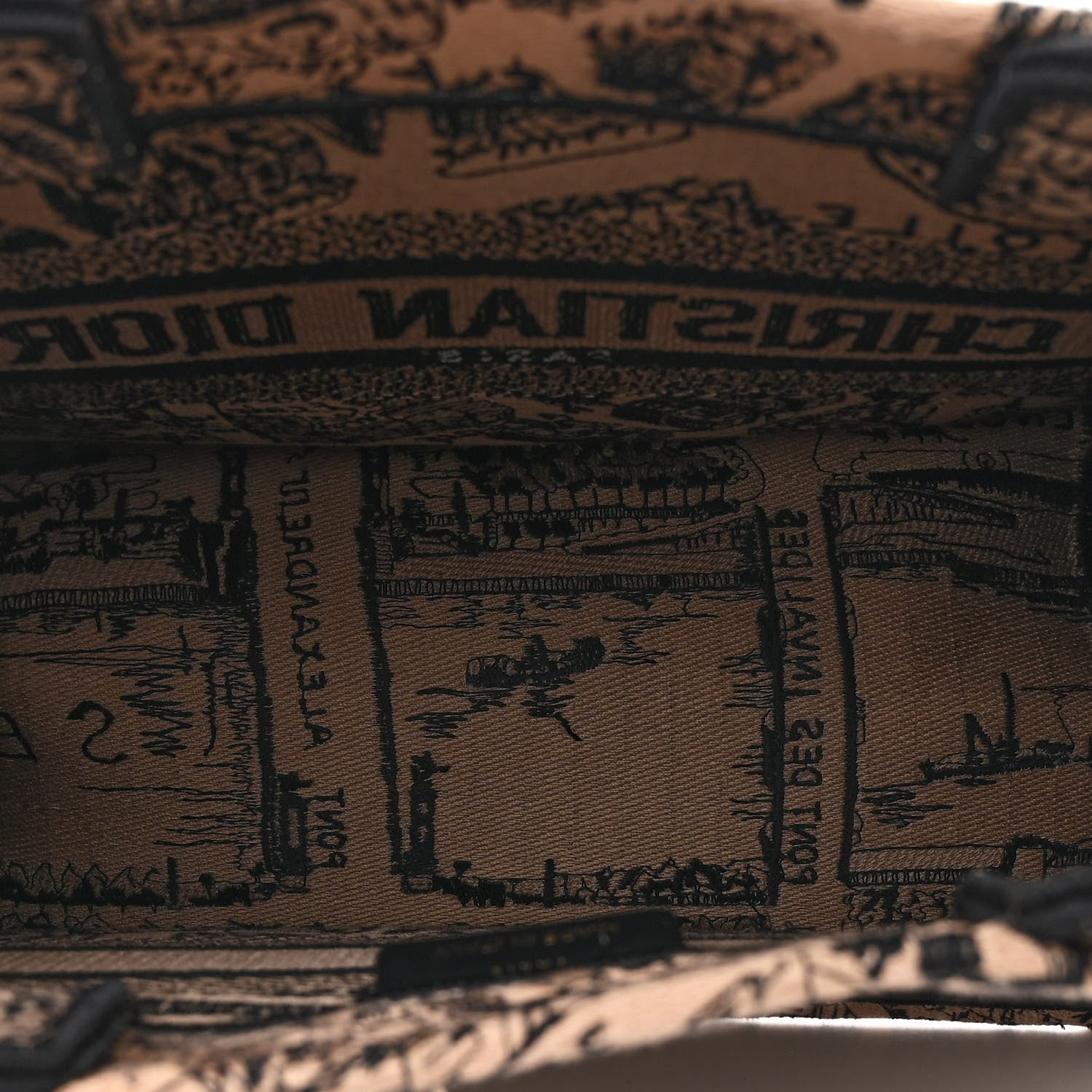 Christian Dior Canvas Embroidered Small Plan De Paris Book Tote Beige Multi 5 of 10