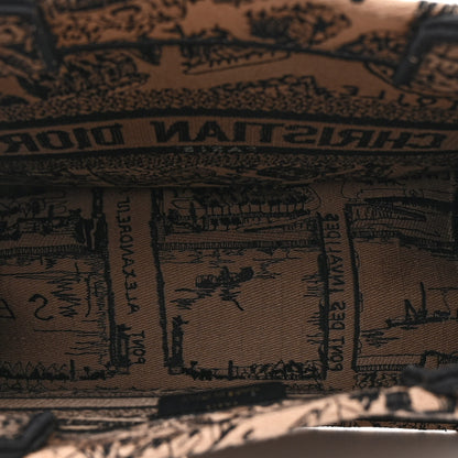 Christian Dior Canvas Embroidered Small Plan De Paris Book Tote Beige Multi 5 of 10
