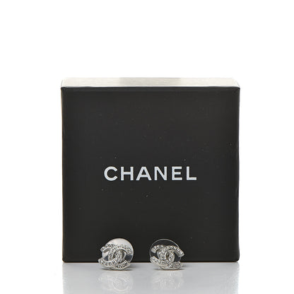 Chanel Crystal Mini Timeless CC Earrings Silver 5 of 5