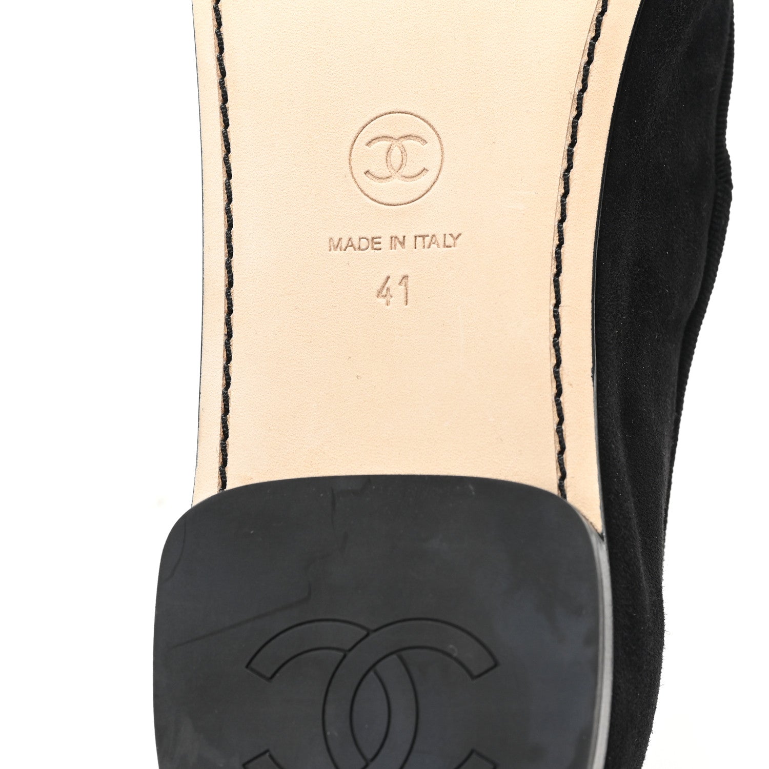 Chanel Suede Kidskin Grosgrain Mary Jane Flats 41 Black 7 of 10