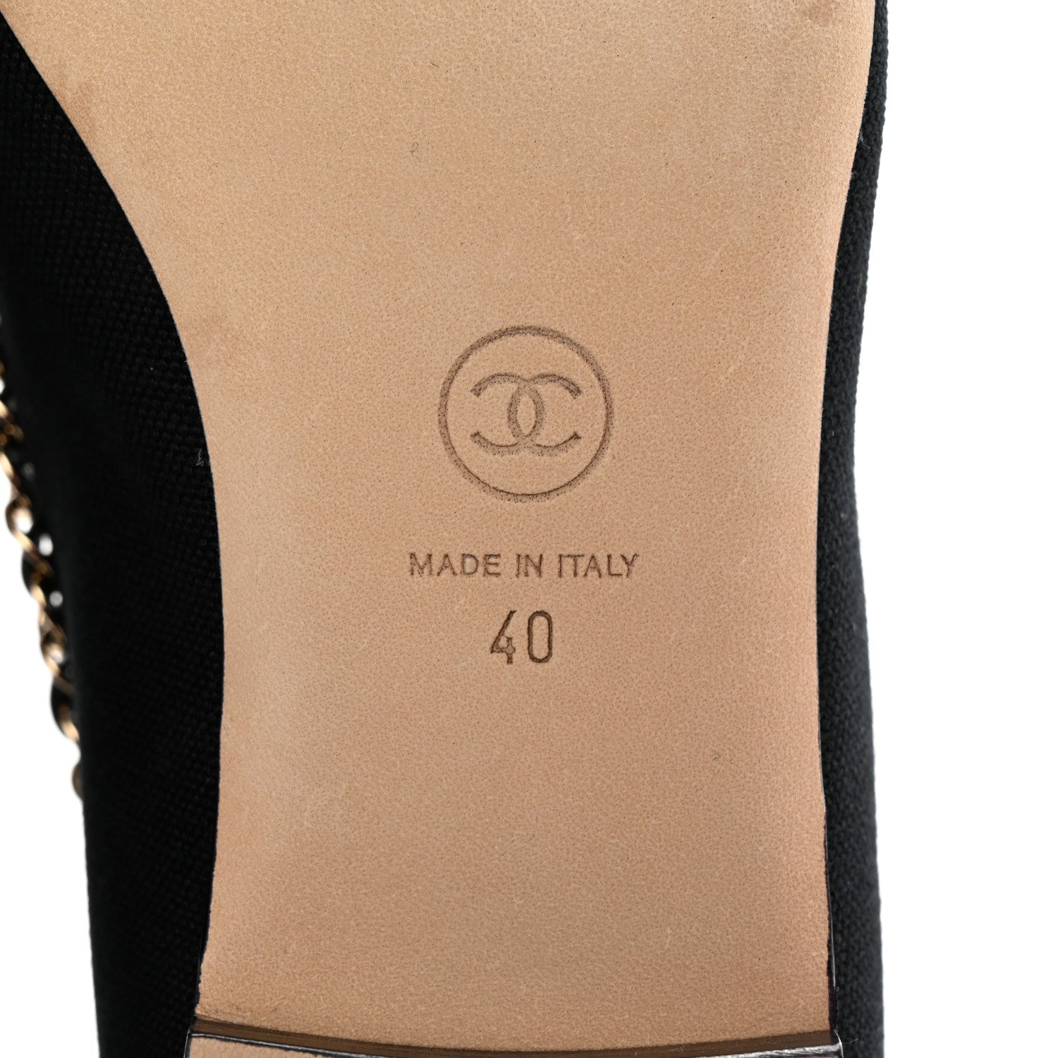 Chanel Fabric Grosgrain Chain Cap Toe Flats 40 Black 6 of 11