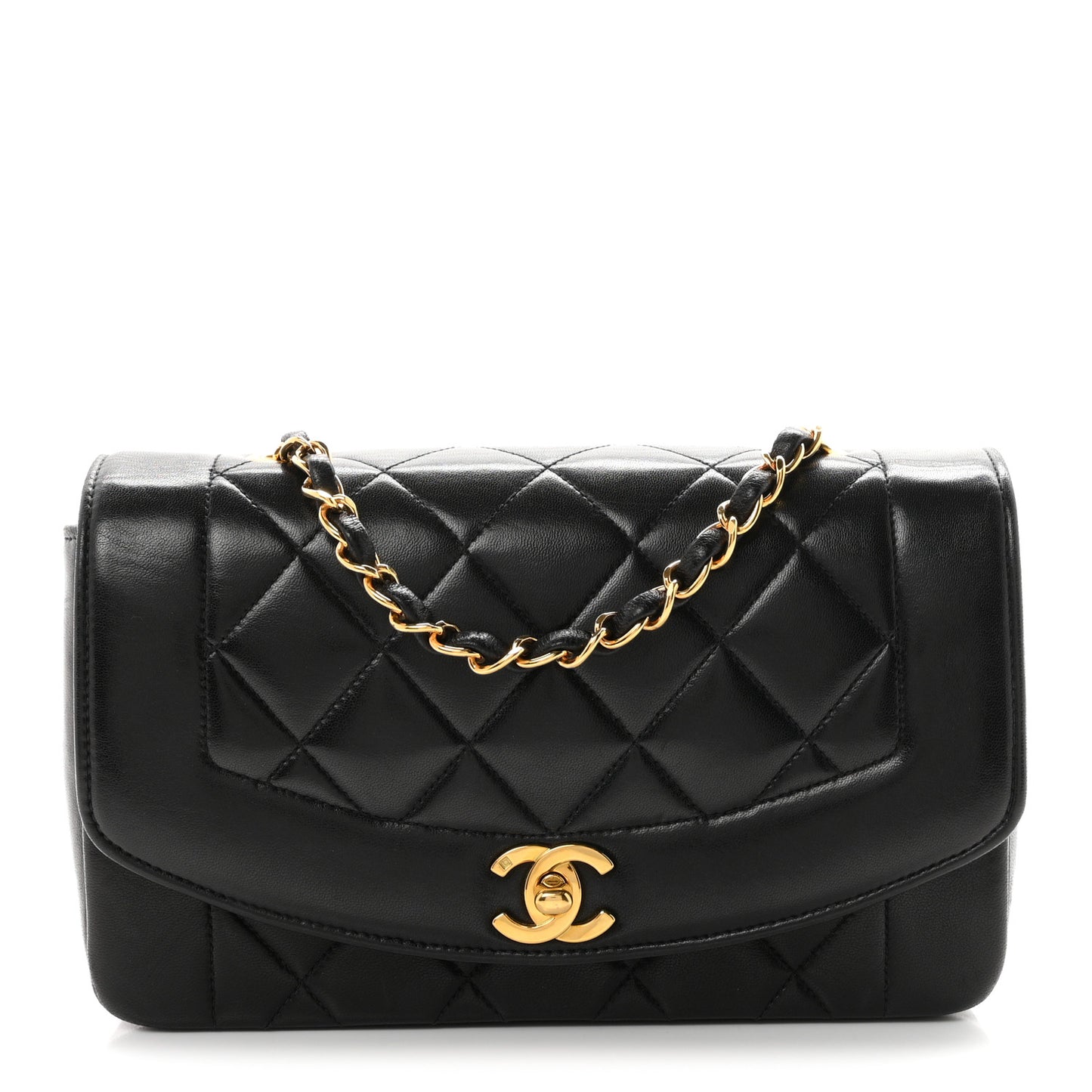 Lambskin Quilted Small Single Flap Black