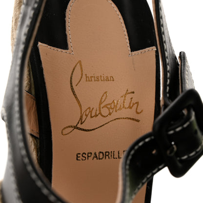 Christian Louboutin Calfskin Rope Zero Problem 140 Espadrille Wedges 38 Black 6 of 8