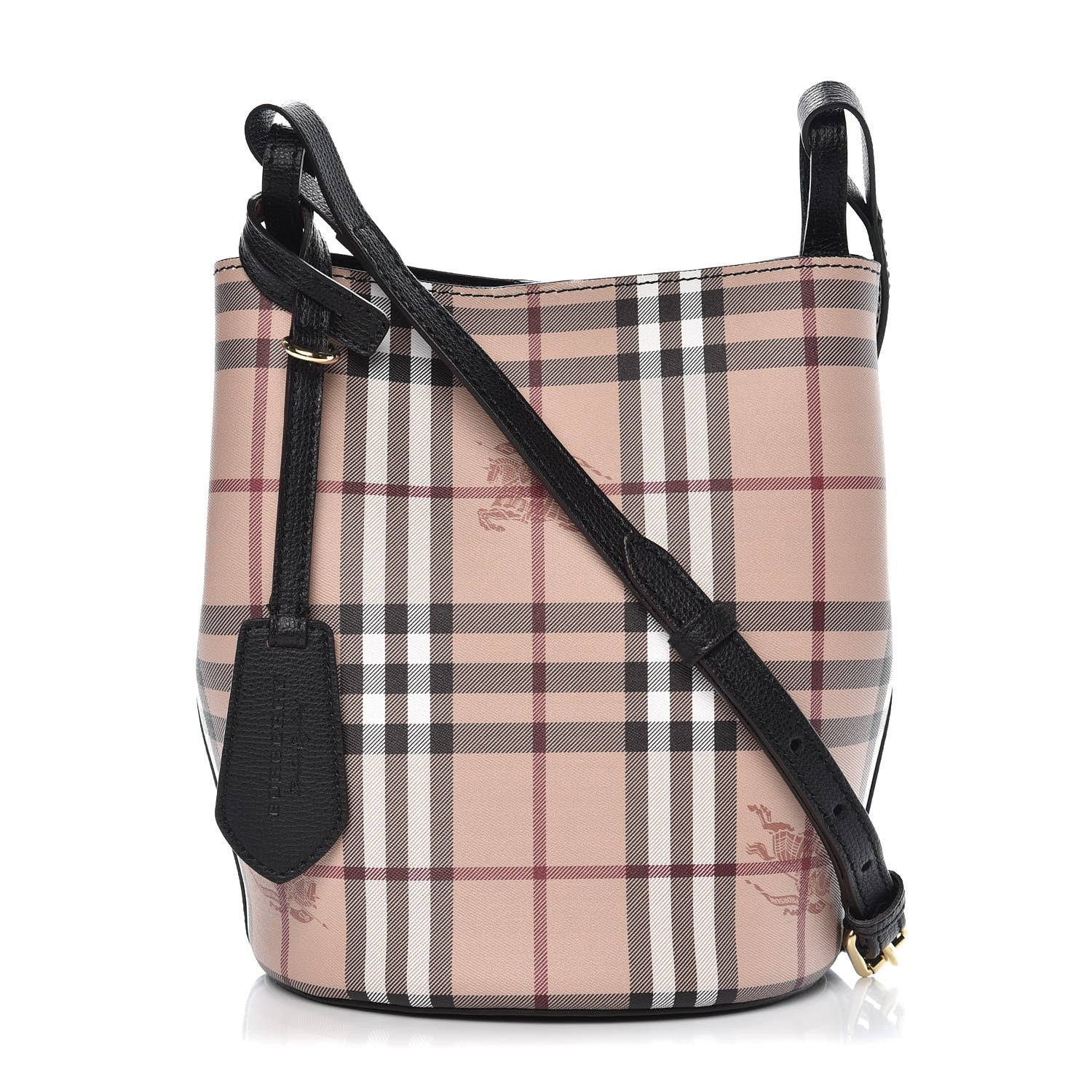 Burberry Haymarket Check Colours Small Lorne Bucket Crossbody Black 1 of 7