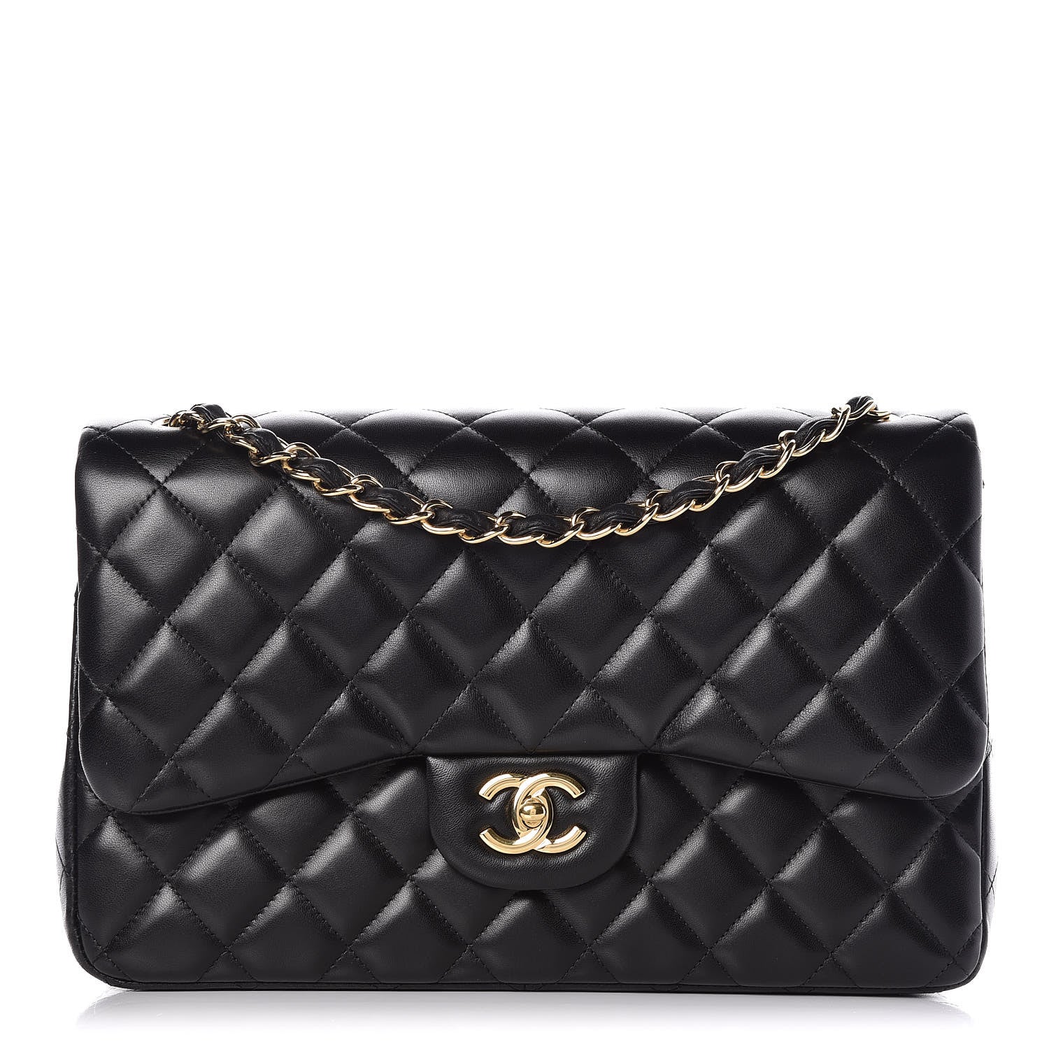 Chanel Lambskin Quilted Jumbo Double Flap Black 1 of 18