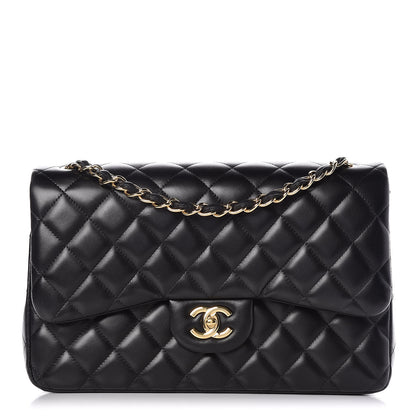 Chanel Lambskin Quilted Jumbo Double Flap Black 1 of 18