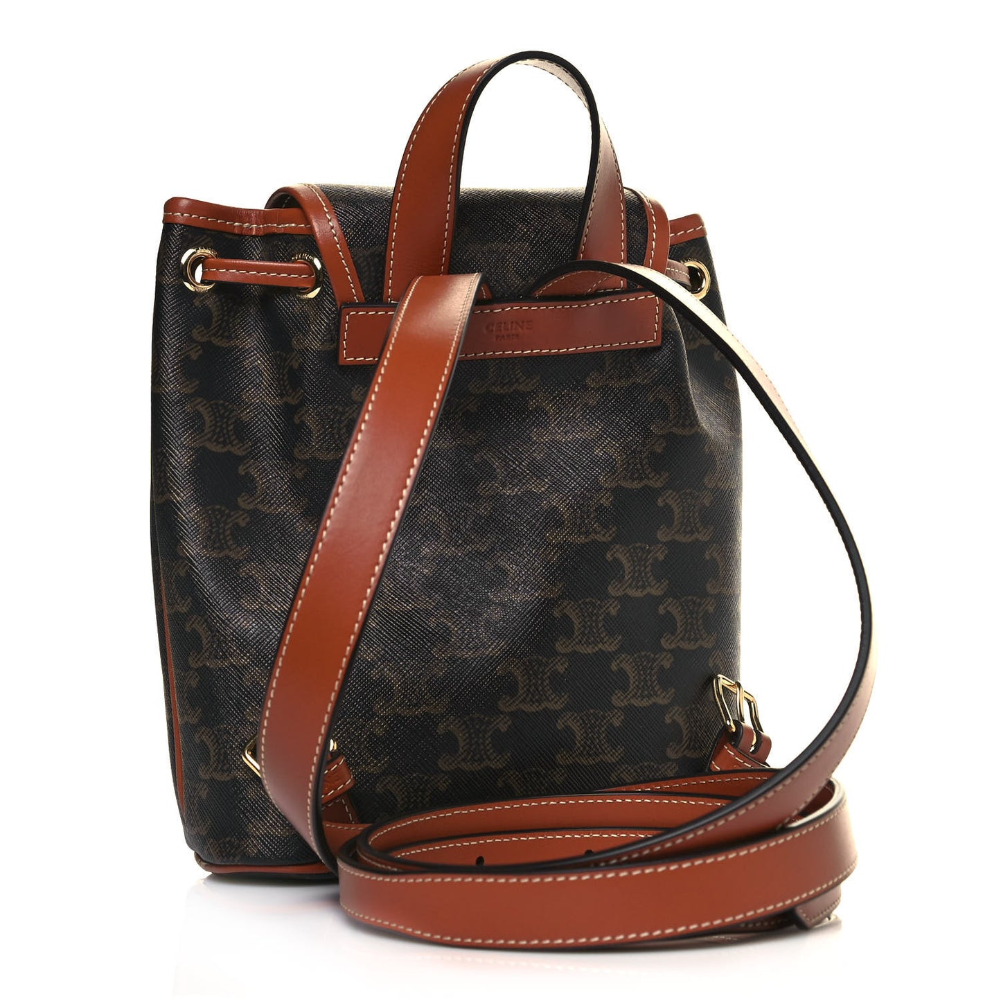 Triomphe Canvas Calfskin Mini Folco Backpack Tan