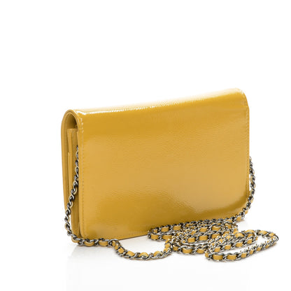 Chanel Patent Caviar Timeless CC Wallet on Chain WOC Yellow 3 of 8