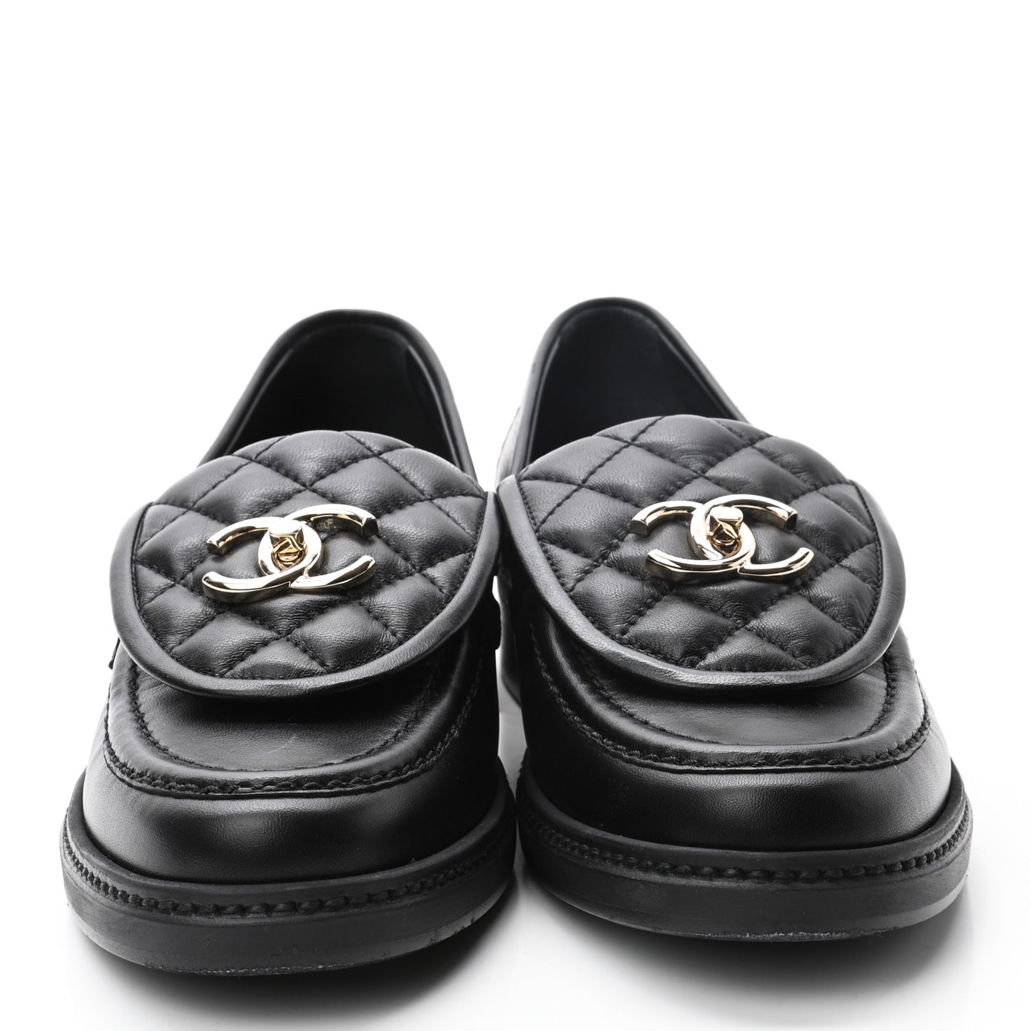 Lambskin Quilted CC Turnlock Loafers 37 Black