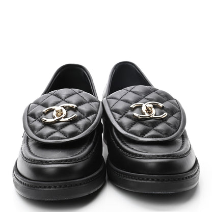 Chanel Lambskin Quilted CC Turnlock Loafers 37 Black 2 of 11