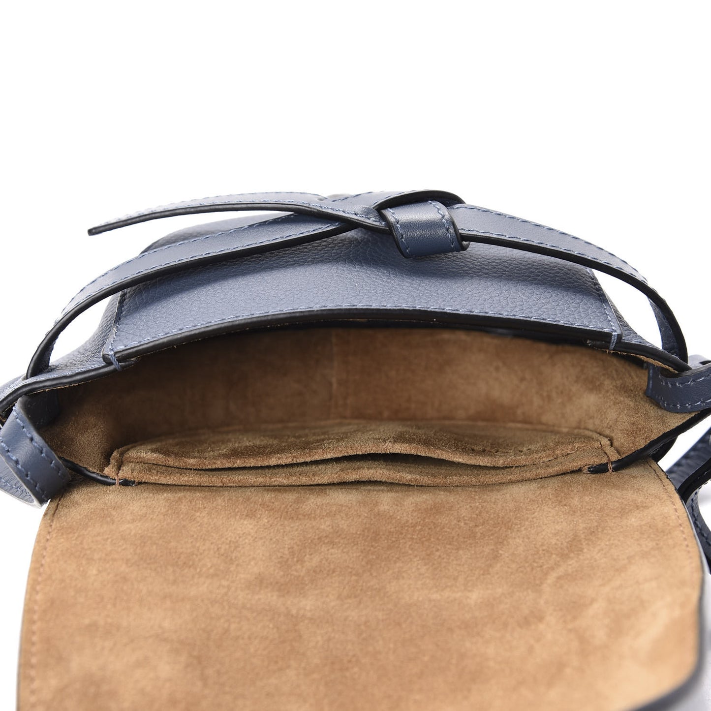 Grained Calfskin Mini Gate Crossbody Bag Steel Blue