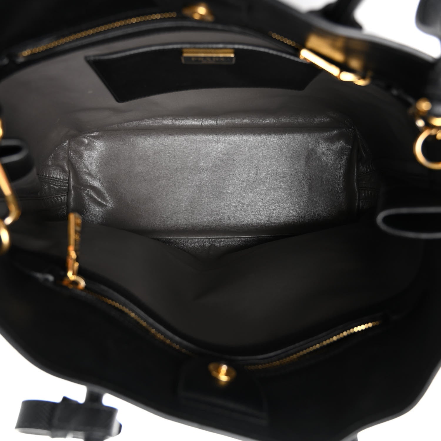 Prada Saffiano Metal Zip Tote Black 5 of 9