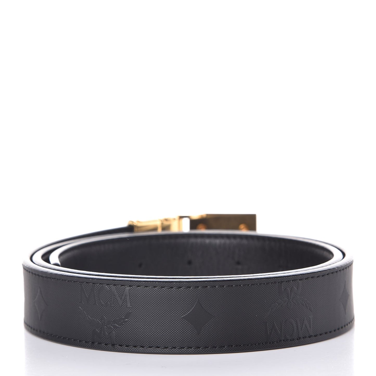 Calfskin Coated Canvas Monogram Reversible Belt Black