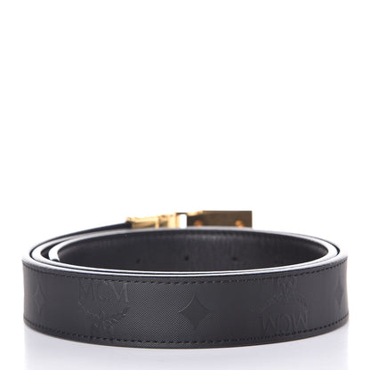 MCM Calfskin Coated Canvas Monogram Reversible Belt Black 3 of 5
