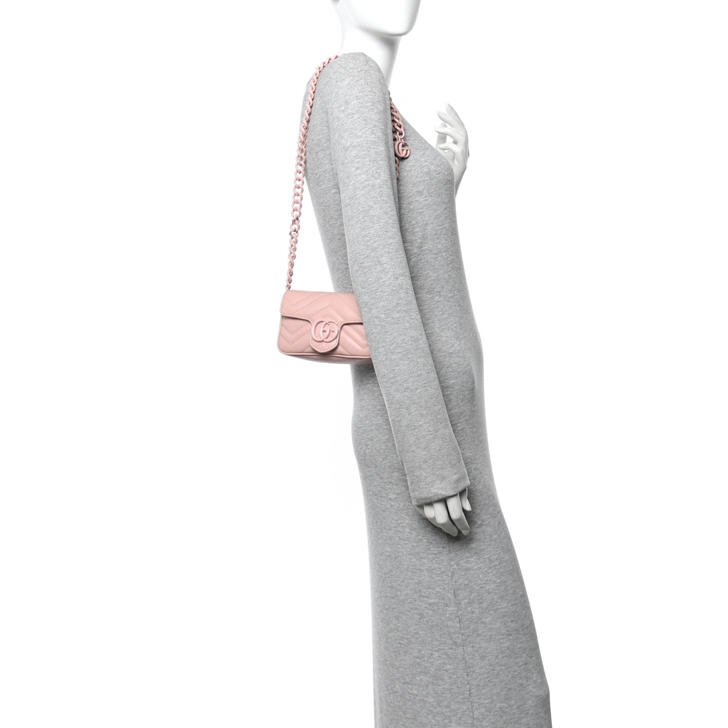 Gucci Calfskin Matelasse Monochrome GG Marmont Chain Belt Bag Perfect Pink 2 of 11